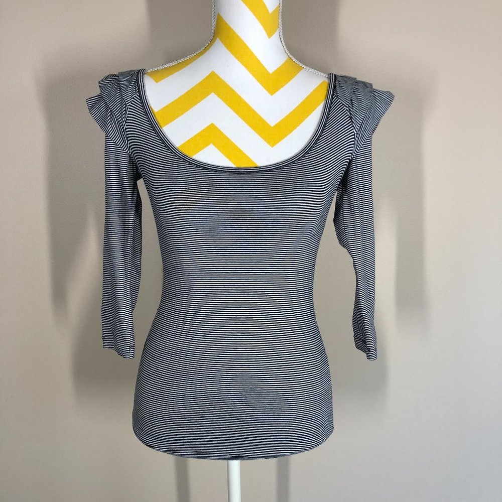 H&M Blue/White Striped Long Sleeve Top size XS